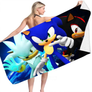 Serviette de plage Sonic avec Shadow et Silver