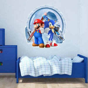 Sticker mural Sonic et Mario format 30.6x32cm