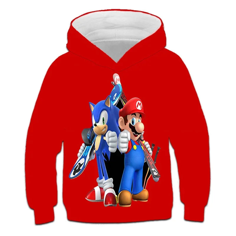 Pull enfant Sonic et Mario pour le ski