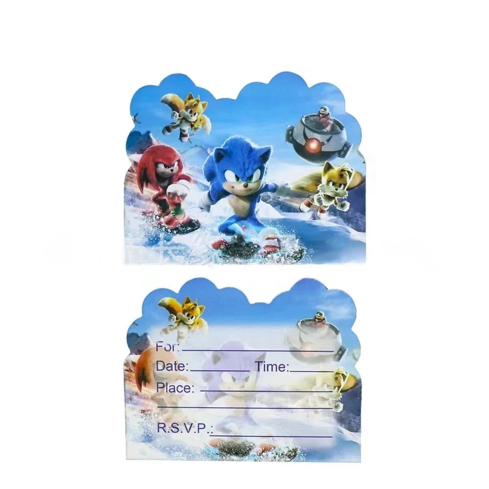 Cartes d'invitation anniversaire Sonic, lot de 10