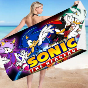 Serviette de plage Sonic avec Sonic, Shadow, Blaze et Silver