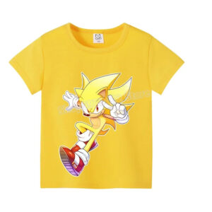 T-shirt enfant Super Sonic jaune avec tailles 100cm à 160cm