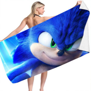 Serviette de plage Sonic au regard confiant