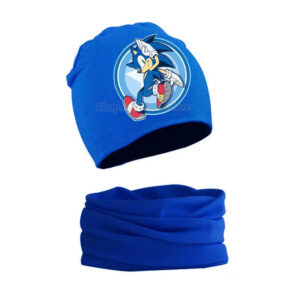 Bonnet et écharpe Sonic The Hedhehog bleus