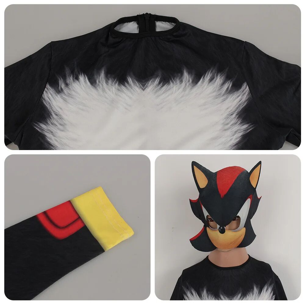 Déguisement Shadow The Hedgehog Sonic Noir, tailles 110, 120, 130, 140, 150 et 160 – Image 2
