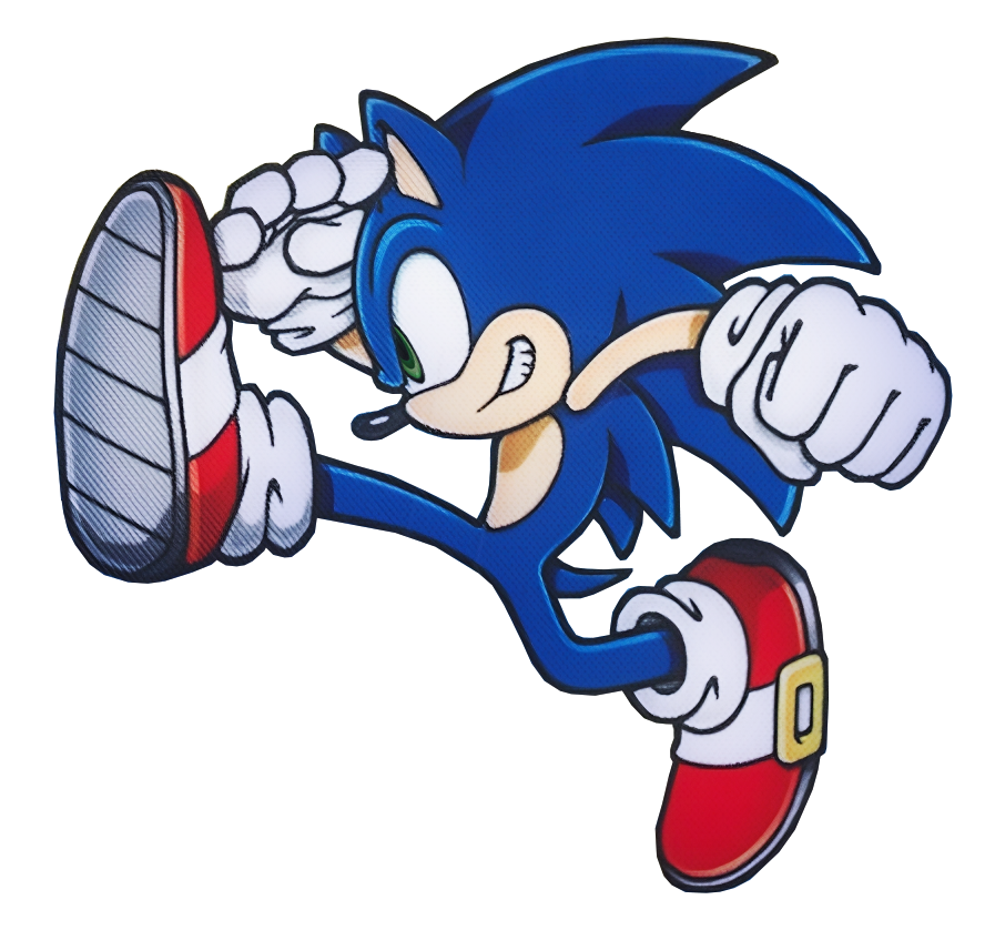 Sonic lancé à pleine vitesse sur la piste