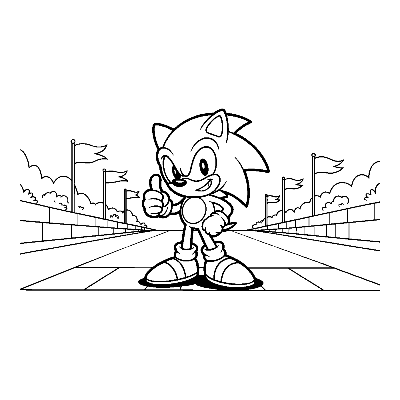 Coloriage Sonic gratuit à imprimer - Sonic en pleine course Coloriage Sonic gratuit à imprimer : Sonic en pleine course
